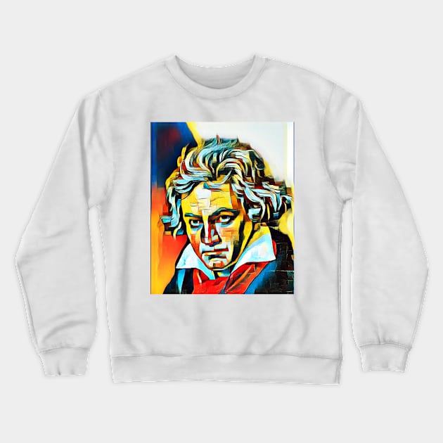 Ludwig van Beethoven Abstract Portrait | Ludwig van Beethoven Artwork 2 Crewneck Sweatshirt by JustLit